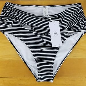 Cupshe Black & White Striped Swim Bottom NWT